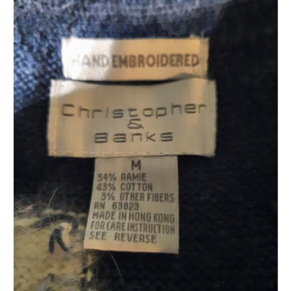 Vntg Christopher & Banks Hand Embroidered Winter Ramie Cotton Sweater Vest Set M - Picture 6 of 16